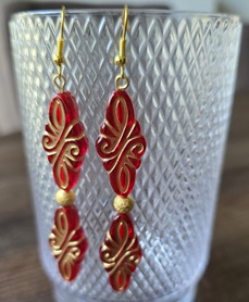Set oorbellen Arabesk rood/goud (2)