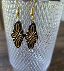 Set oorbellen Arabesk ruit zwart/goud