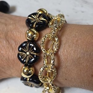Set bloem en ankerketting armband