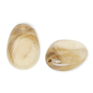 Beige brown white nugget/eivormig 18,5*13,5mm