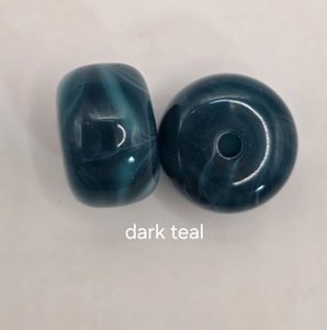 Donker teal-wit disc 9,5*14,5mm