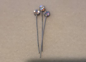 Pin met strass crystal AB (3st) 40mm