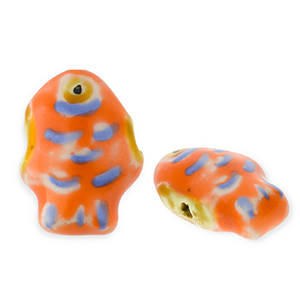 Vis donkeroranje-blauw-geel 14,5*18.5mm