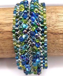 Armband groen/blauw/zilver 17cm