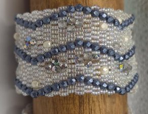 Blauw metallic/zilver/transparant 17.5cm