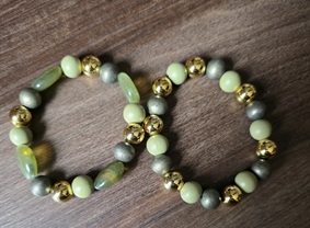 Armbandset groen/olijf/goud (17cm)